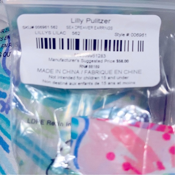 LILLY PULITZER Sea Dreamer Earrings Lillys Lilac Gold Dreamcatcher Pierced Studs - Picture 7 of 8